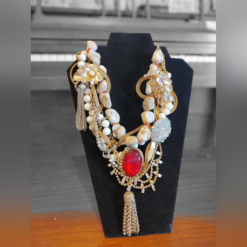 A bold statement necklace!!!A Stunning One of a Kind Piece of wearable art!